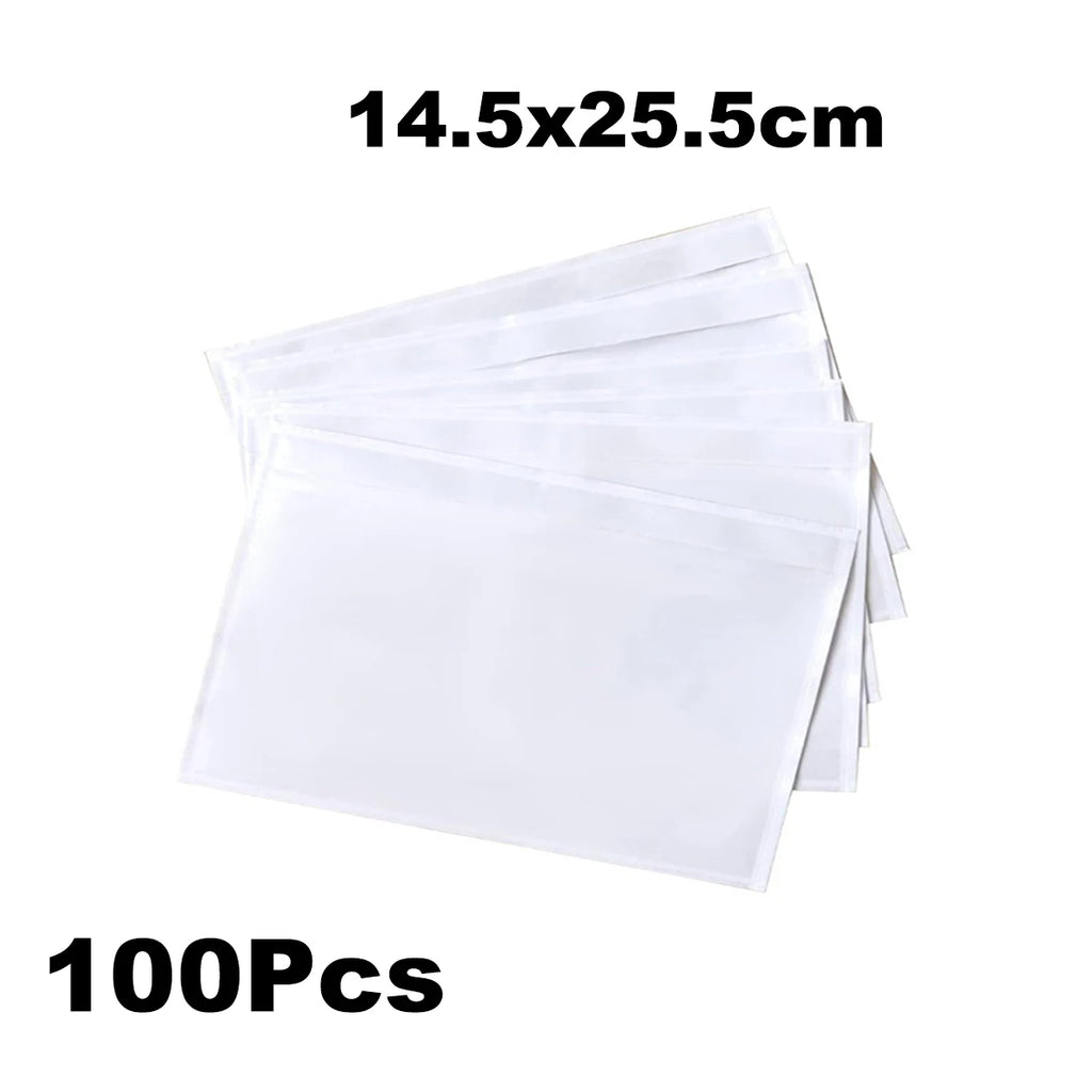 100pcs Clear Self-Adhesive Shipping Label Sleeves 4.5" x 5.5" - Waterproof Mailing Envelopes, Top Loading Packing List