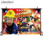 108*180cm Fireman Sam Party Supplies Disposable Tablecloth Firefighter Plastic Table Cover Fire Truck Birthday Decoration