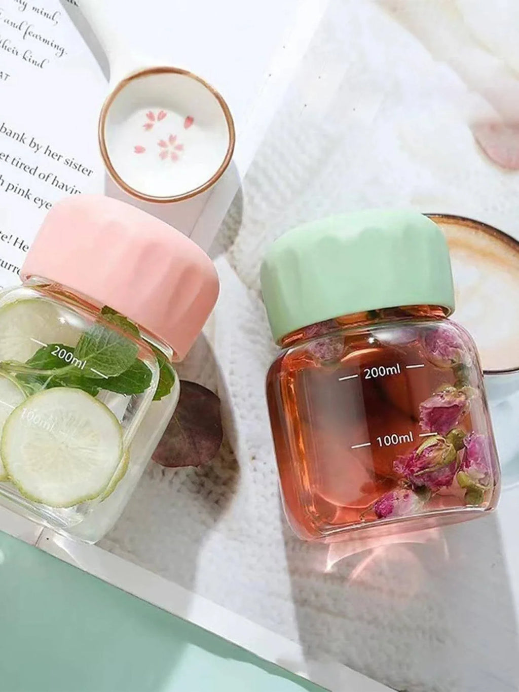 1/2PCS 300ml Small Water Bottle Plastic Portable Leakproof Mug Juice Milk Drinking Cup with Scale for Outdoor Kitchen School