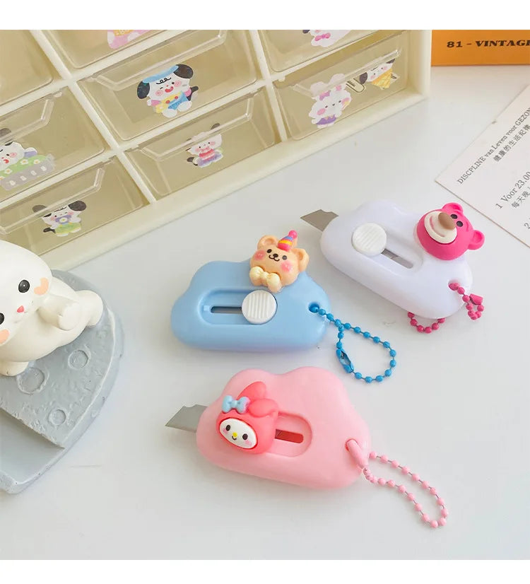 1pc Dopamine Cloud Mass Letter Opener Cartoon Cute Utility Knife Student Mini Box Cutter Hand-made Sharp