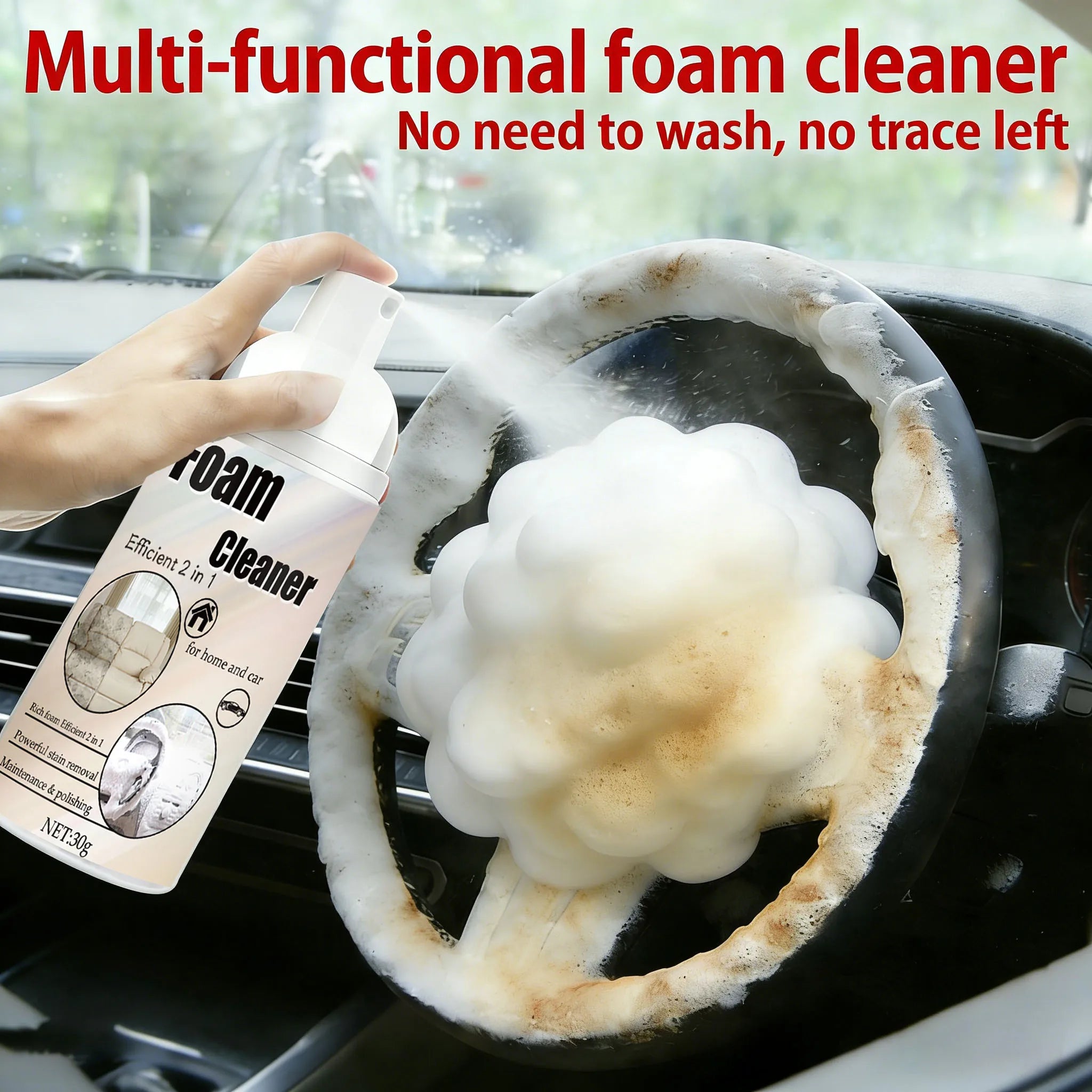 Multifunctional Foam Cleaner Car Interior Stain Removal and Cleaning Leather Seat Home Foam Cleaner Spray Maintenance Wash