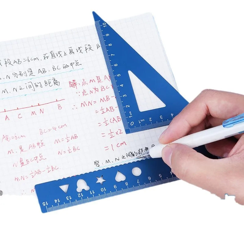 4 In 1 Aluminum Alloy Ruler Stationery Set Aluminum Alloy Multifunctional Combination Ruler for Drawing Ruler Set