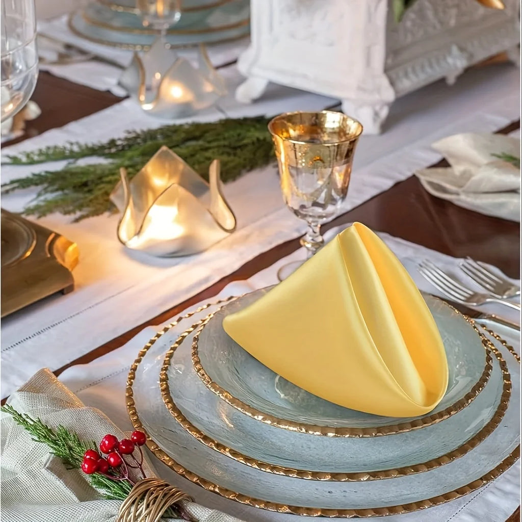 12pcs Silky Satin Dinner Napkins 30x30cm Polyester Square Table Napkins for Wedding Banquet Restaurant Birthday Party Decor