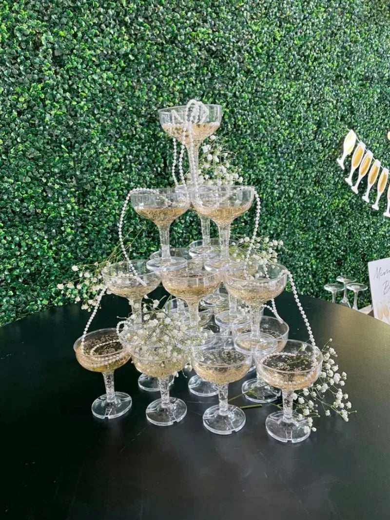 20-60PCS Acrylic Champagne Coupe Glasses Engagement Party Wedding Champagne Tower Prosecco Tower Martini Glasses 5oz