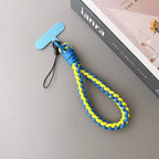 IN Korea Universal Braided Short Mobile Phone Lanyard Strap Hanging Chain Ring Cord with Patch Wrist Strap Cell Phone Detachable