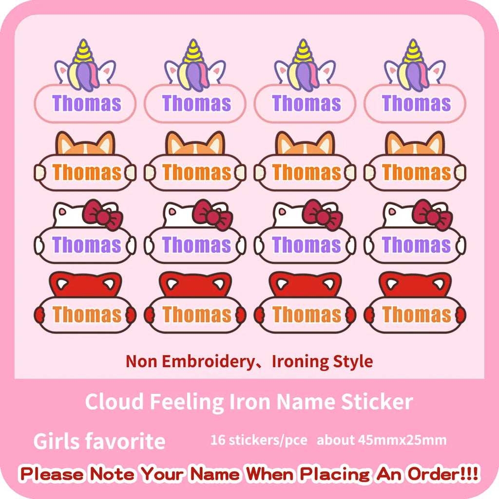 Custom Thermal Embroidery Iron Name Tag Sticker Personalized Washable Sewing Clothing Children Stickers Clothes Babysuit Labels
