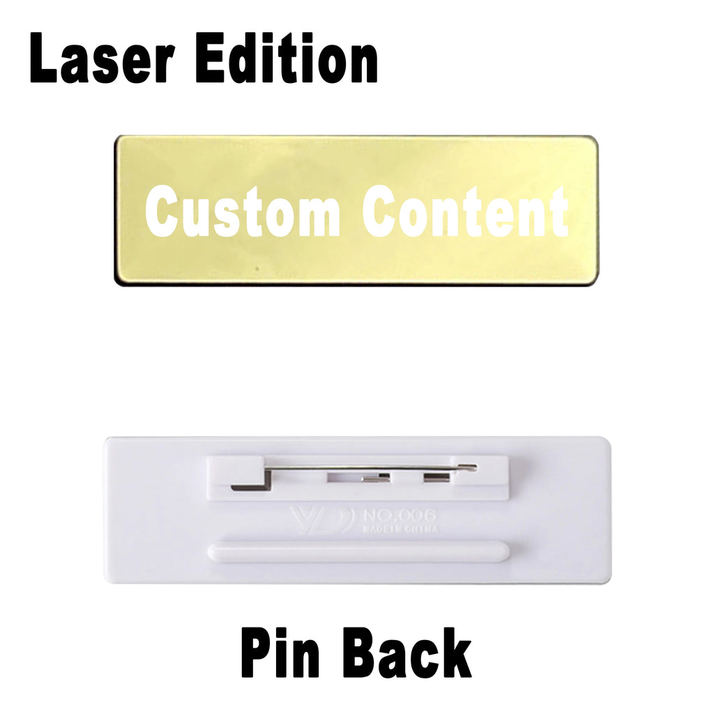 Stainless Steel Custom Name Tag with Pin Clip - Engraved Personalized Work Badge Business Identification Metal ID Name Plate