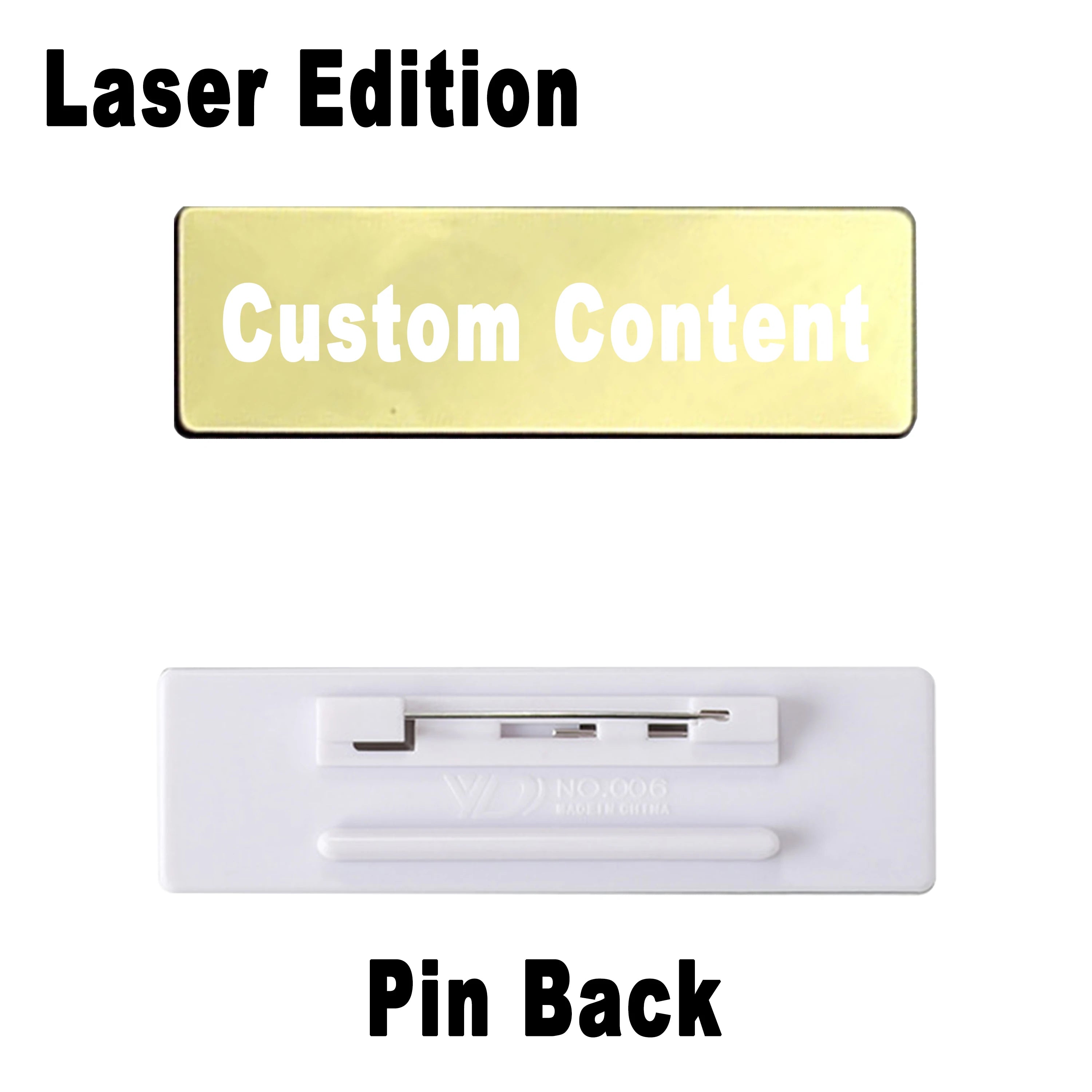 Stainless Steel Custom Name Tag with Pin Clip - Engraved Personalized Work Badge Business Identification Metal ID Name Plate