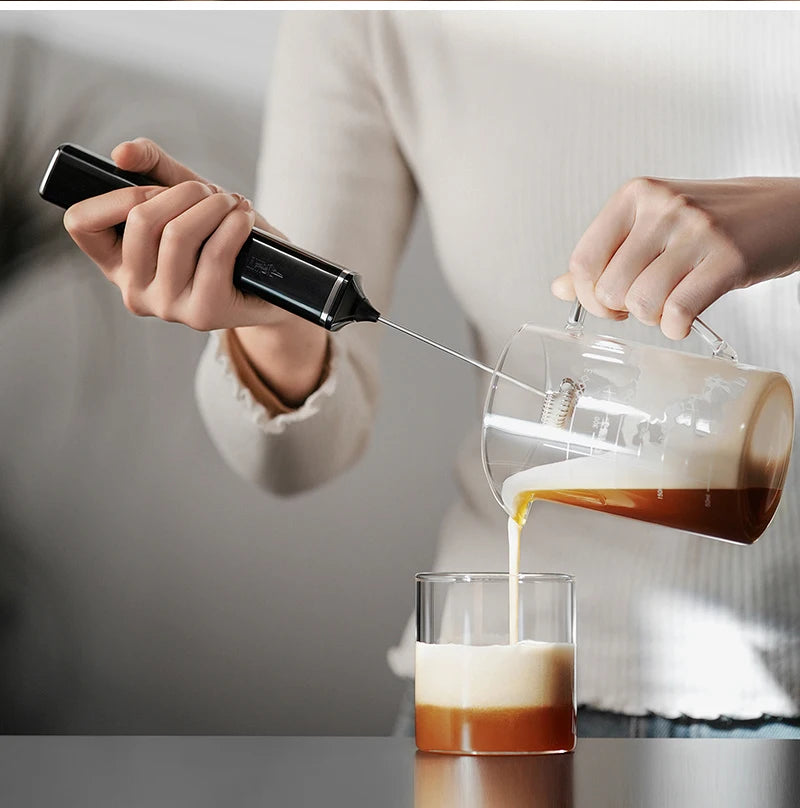 MHW-3BOMBER Electric Milk Frother Dual Whisk Heads Handheld Foam Maker Type-c Rechargeable Coffee Latte Cappuccino Mixer