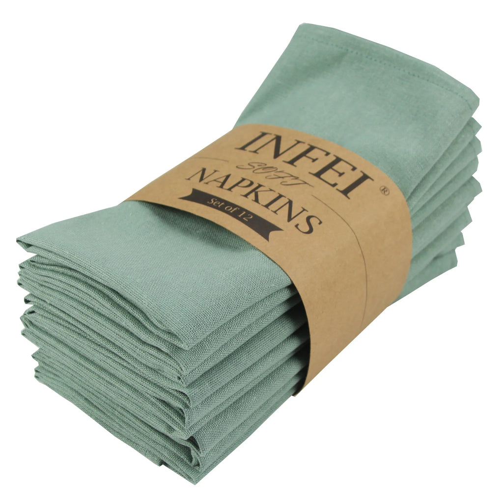 Set of 12 PCS 40x40cm Cotton Linen Blended Cloth Napkins Placemats Soft Dining Table Tea Towels For Home & Events Use