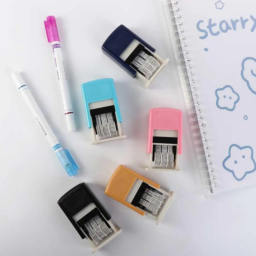 DIY Handle Account Date Stamps Stamping Automatic Ink Return Mini Self-Inking Stamps For Office Supplies Date Wheel Stamp