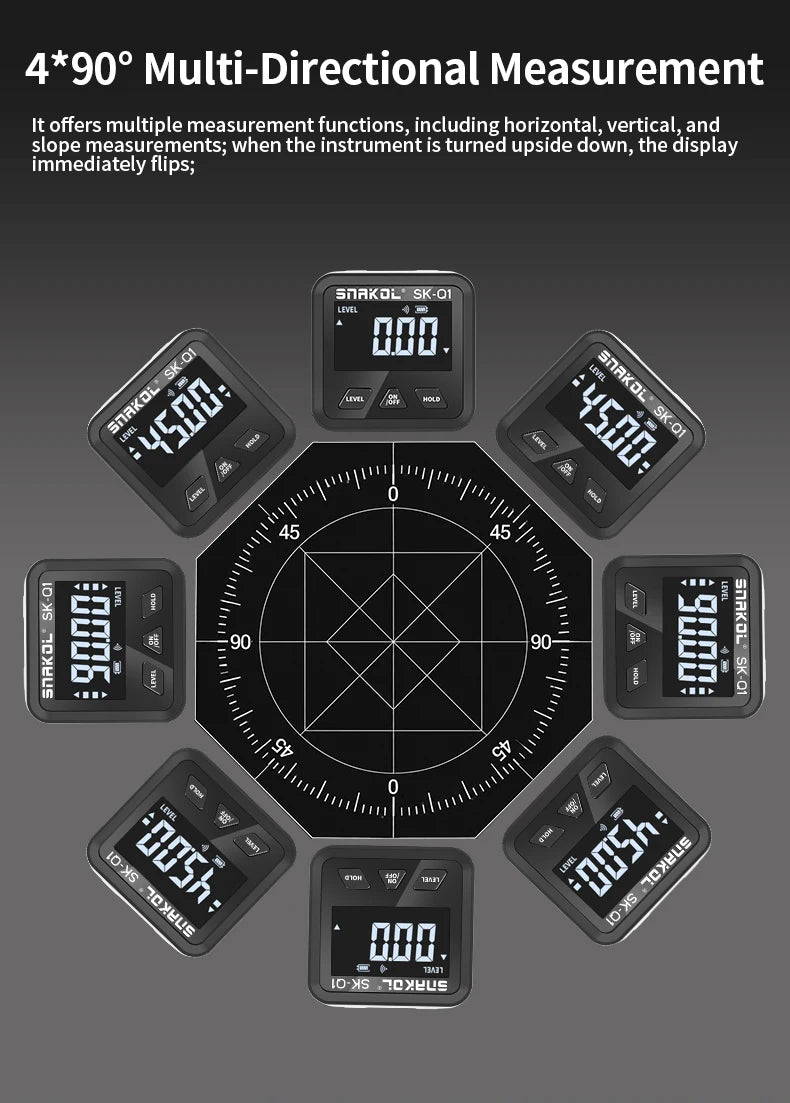 snakol Angle Protractor 360 Degree Mini Electronic Digital Protractor Inclinometer Angle Finder Gauge Measurement Box