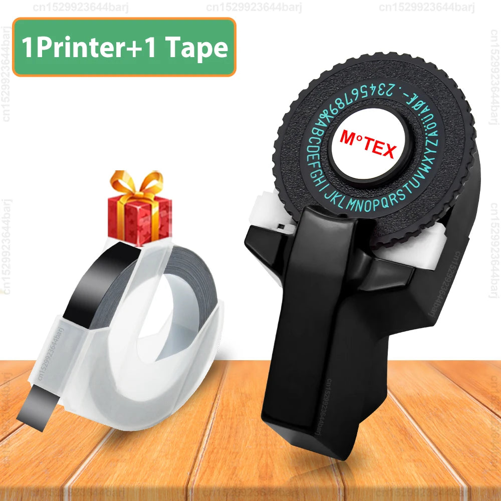 Motex E101 Portable 3D Embossing Label Printer Similar as B90 Dymo 12965 1610 Manual Label Maker DIY Adhesive Dymo 3D Label Tape