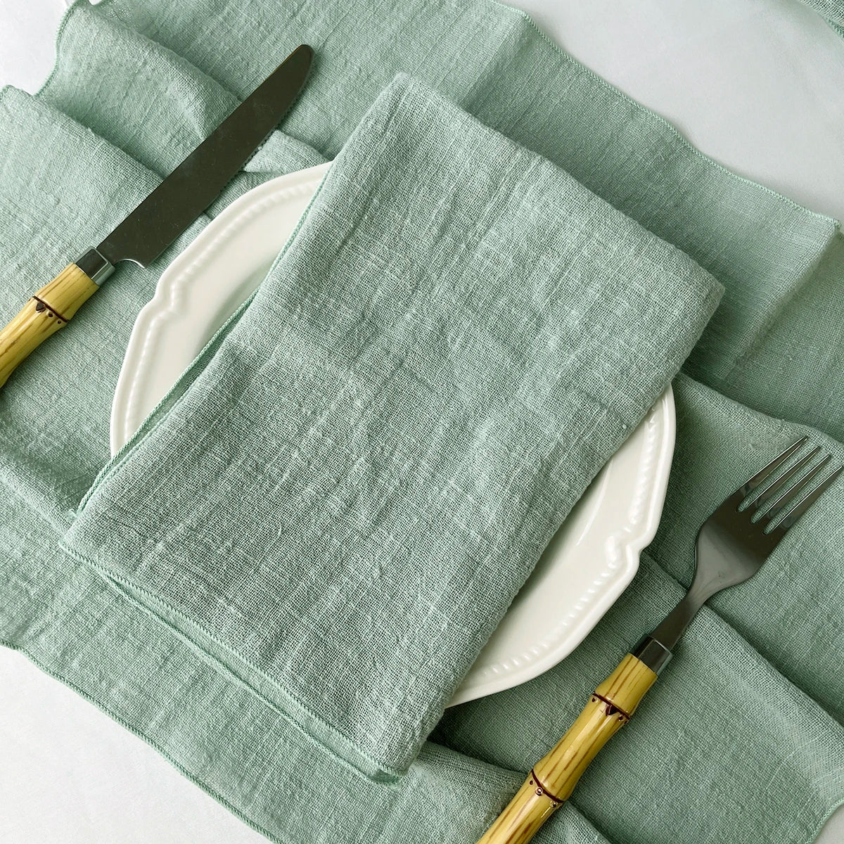 Set of 6 Cotton Cloth Napkins Gauze 30x30cm Fabric for Wedding Decor Everyday Use Dinner Tea Towel Table Village Christmas Napki