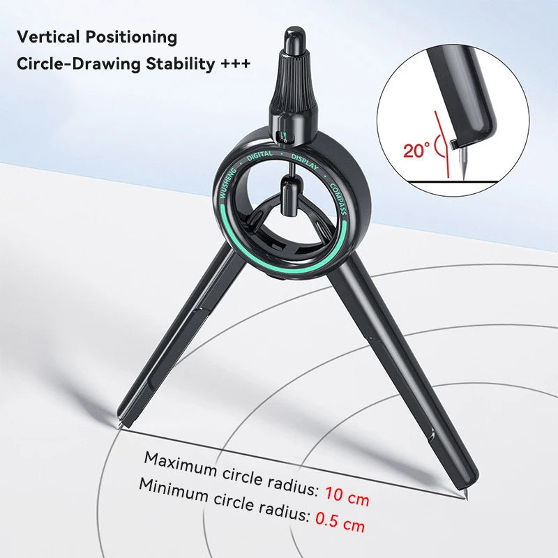 Press Student Compass Geometry Set Precision Digital Display Compass for Students Circle Drawing Gauge Tool Exam School Supplies