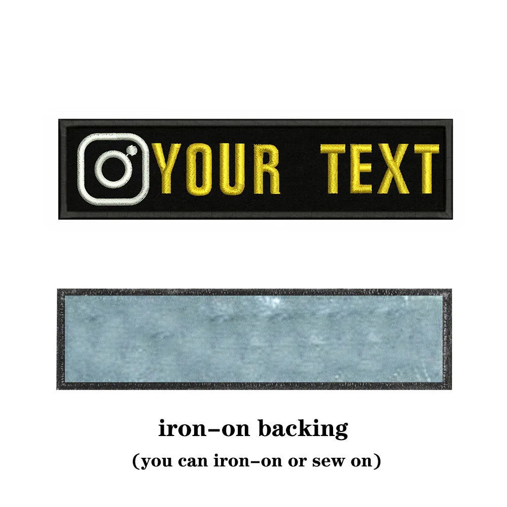 Instagram Logo 10X2.5cm Embroidery Custom Name Text Patch Stripes Badge Iron On Or  Patches