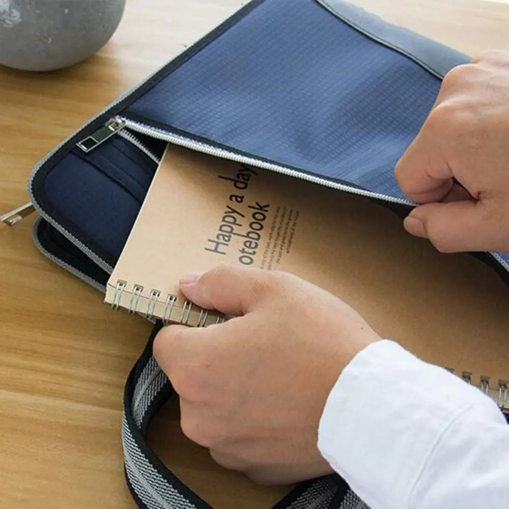 Versatile Canvas A4 Documents File Bag Large Capacity Double Zipper Accordion Folder 12-Layer Business Briefcase