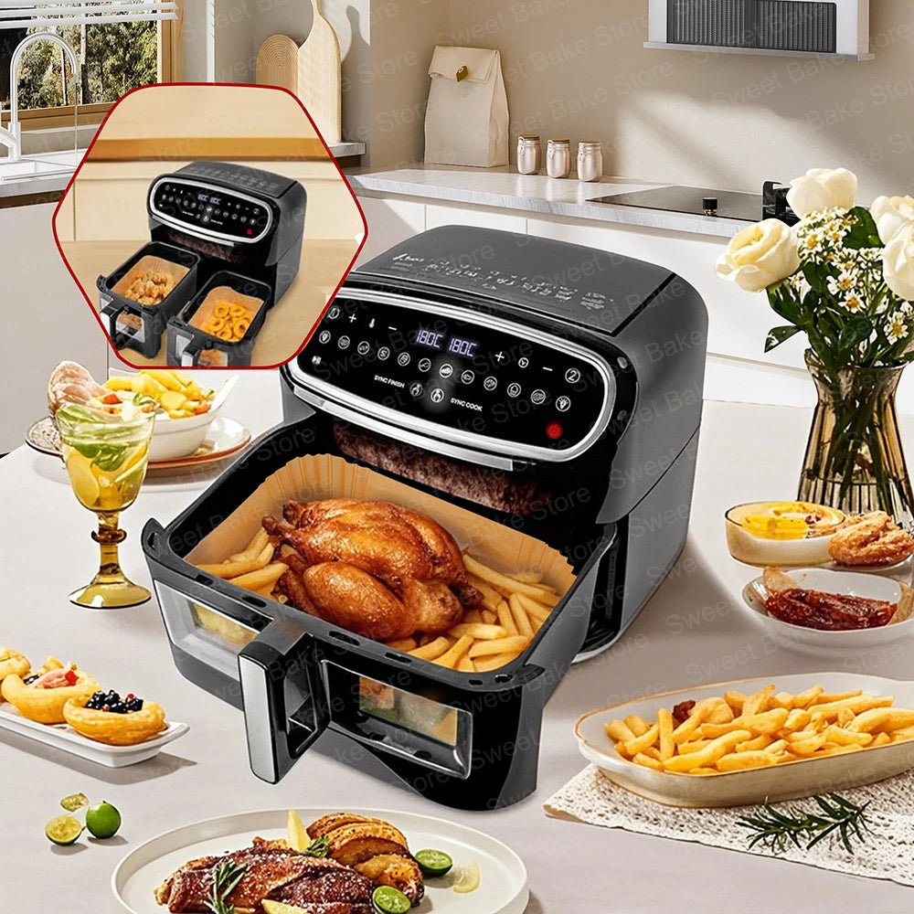 5.2/10.4L Air Fryer Large DualZone Parchment Paper Liners for Ninja AF500EU AF500EUCP Cecotec 9000, Air Fryer Baking Accessories