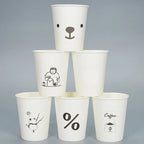 50pcs Disposable Cartoon Cute Cups White Thicken Durable Cups for Hot and Cold Drinks Household Party Office Coffee Cup