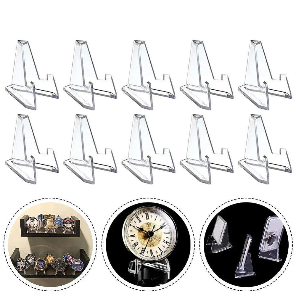30 Pack Triangular Card Display Stand – Mini Acrylic Holder for Photos, Idol Pictures, Coin & Sports Trading Cards