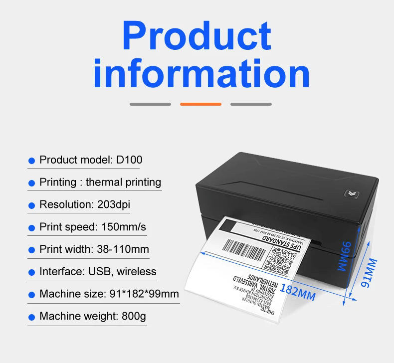 Marklife Thermal Printer Black Bluetooth Inkless HD Printer Maker Compatible Mac,iOS,Windows For School Office Small Business