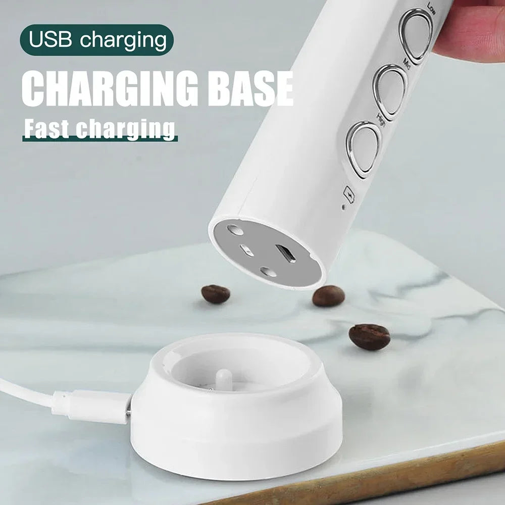 Handheld Electric Milk Frother USB Wireless Egg Beater Kitchen Mixer Coffee Whisk Blender Tool for Home Use