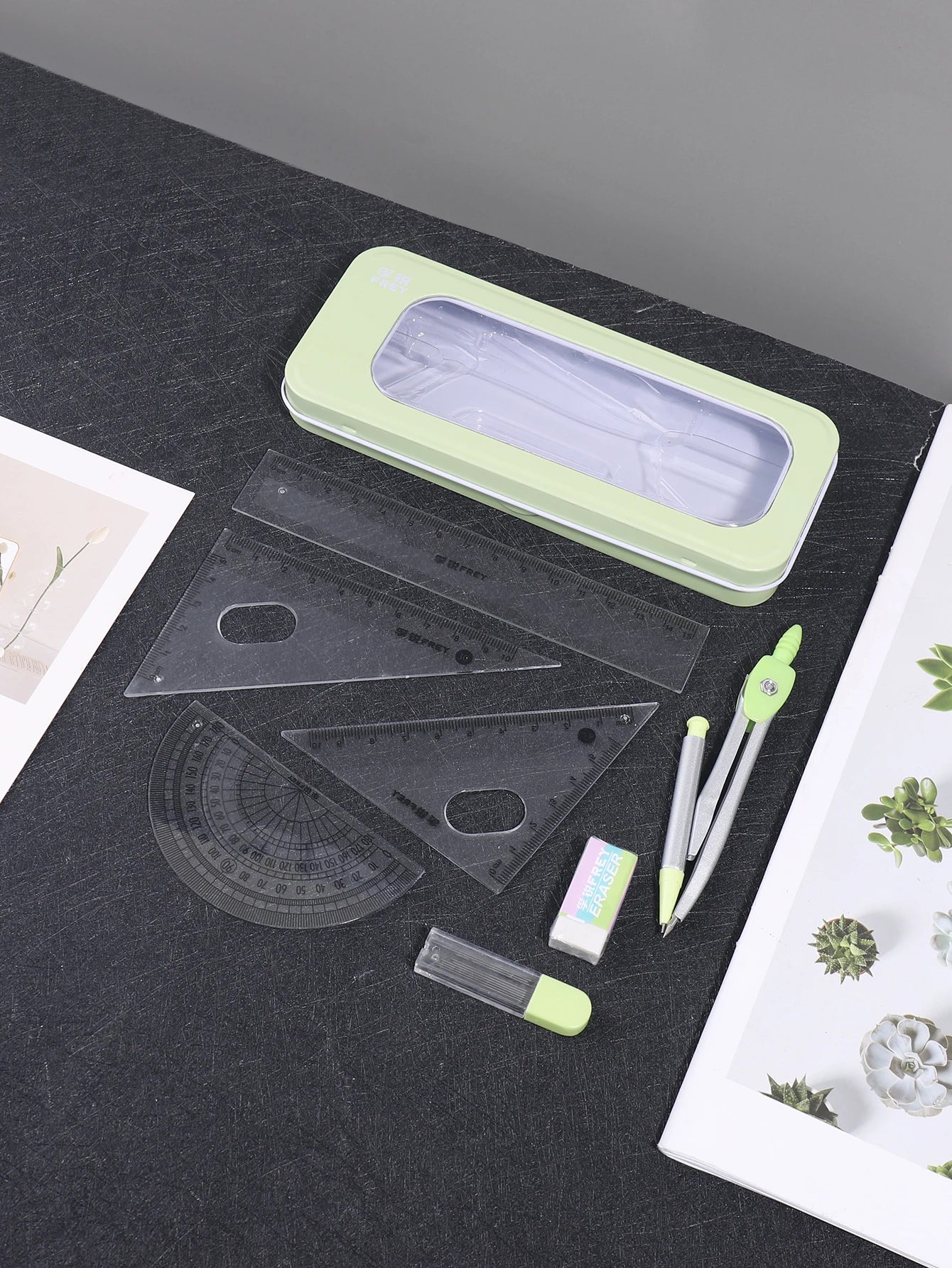 7-piece Compass And Ruler Set Student Ruler Set Cute Rriangle Ruler Set Exam Specific Ruler Box Set Ruler Set School Starts