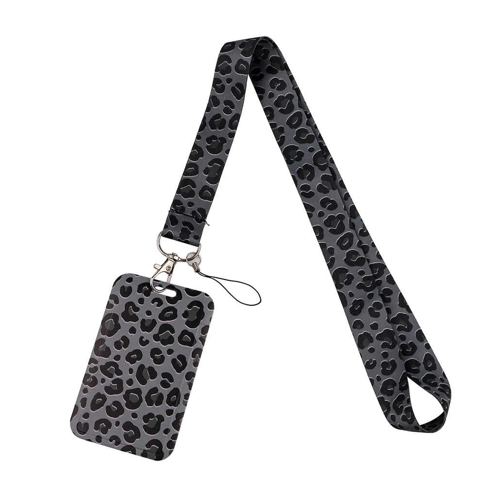 Gray Leopard Print Fashion Lanyard for Key Neck Strap Lanyard Card ID Badge Holder Key Chain Key Holder Keyring Accessories Gift