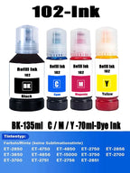 Ink 102 Compatible with Epson ET-2850 ET-4750 ET-4850 ET-2750 ET-2856 ET-3850 ET-4856 ET-15000 ET-3750 ET-2700 ET-3700 ET-3700