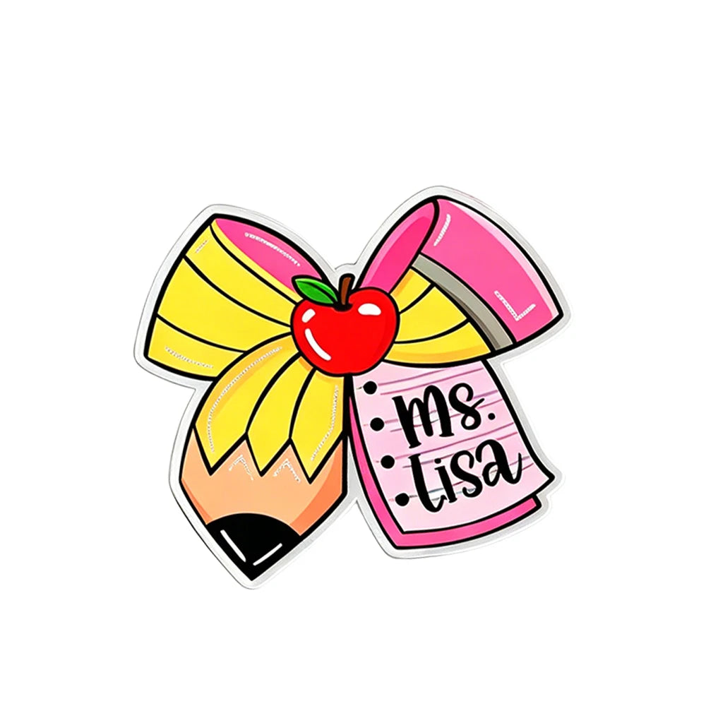 Customizable Name Acrylic Badge Reel,Personalized Cute School Theme,Teacher Appreciation Week Gift,Back to School Accessory