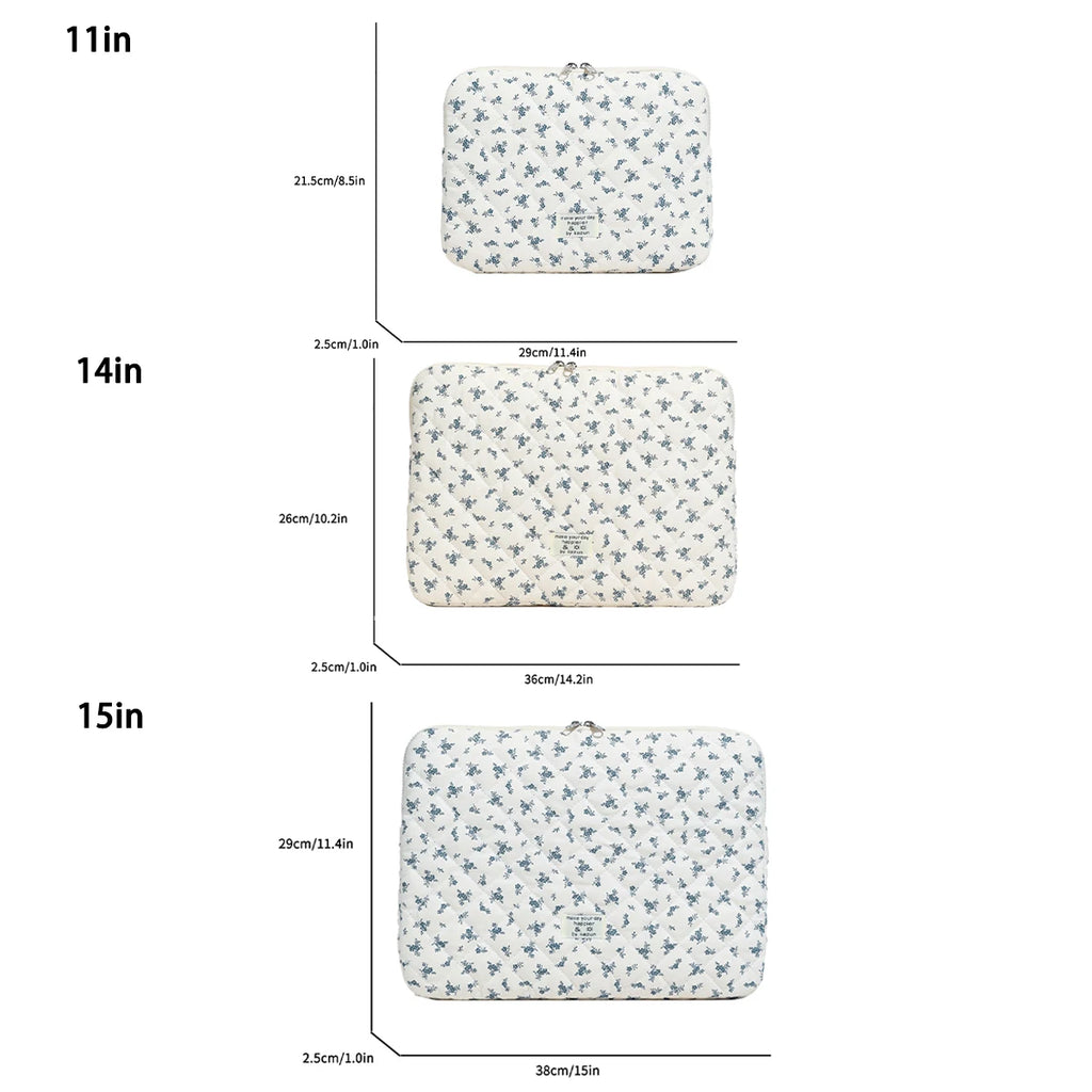 1 Pc Chic Flower Print Quilted  Laptop Bag 11 Inch/14 Inch/15 Inch Computer Bag Protection Case Laptop Sleeve Computer Case Bag