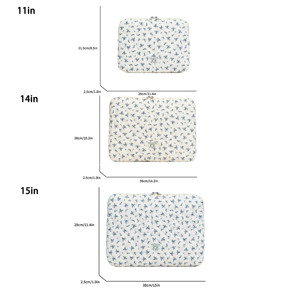 1 Pc Chic Flower Print Quilted  Laptop Bag 11 Inch/14 Inch/15 Inch Computer Bag Protection Case Laptop Sleeve Computer Case Bag