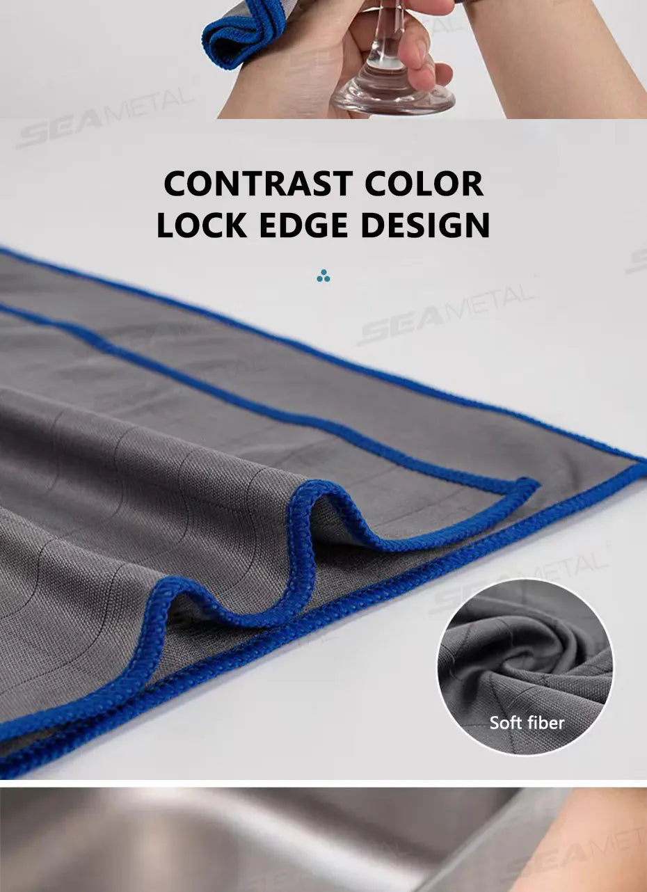 SEAMETAL Microfiber Carbon Cloth to Wipe Windows Wine Glasses Tableware Glass Cleaning Cloth Carbon Fiber Rag for Car Home Clean