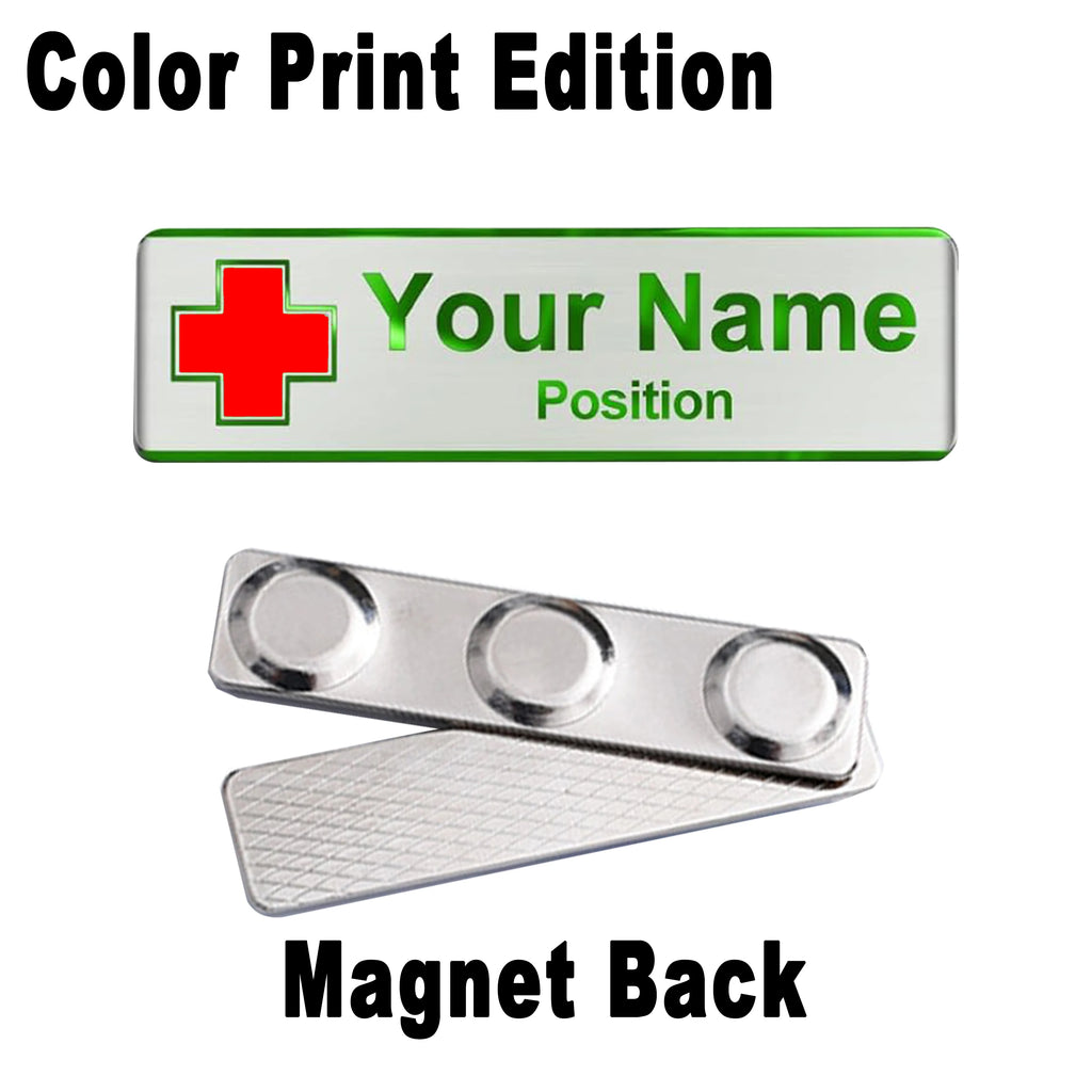 Custom Name Badge Engraved Personalized Name Plate Stainless Steel Custom Name Tag with Magnetic Pin Back Pin Clip
