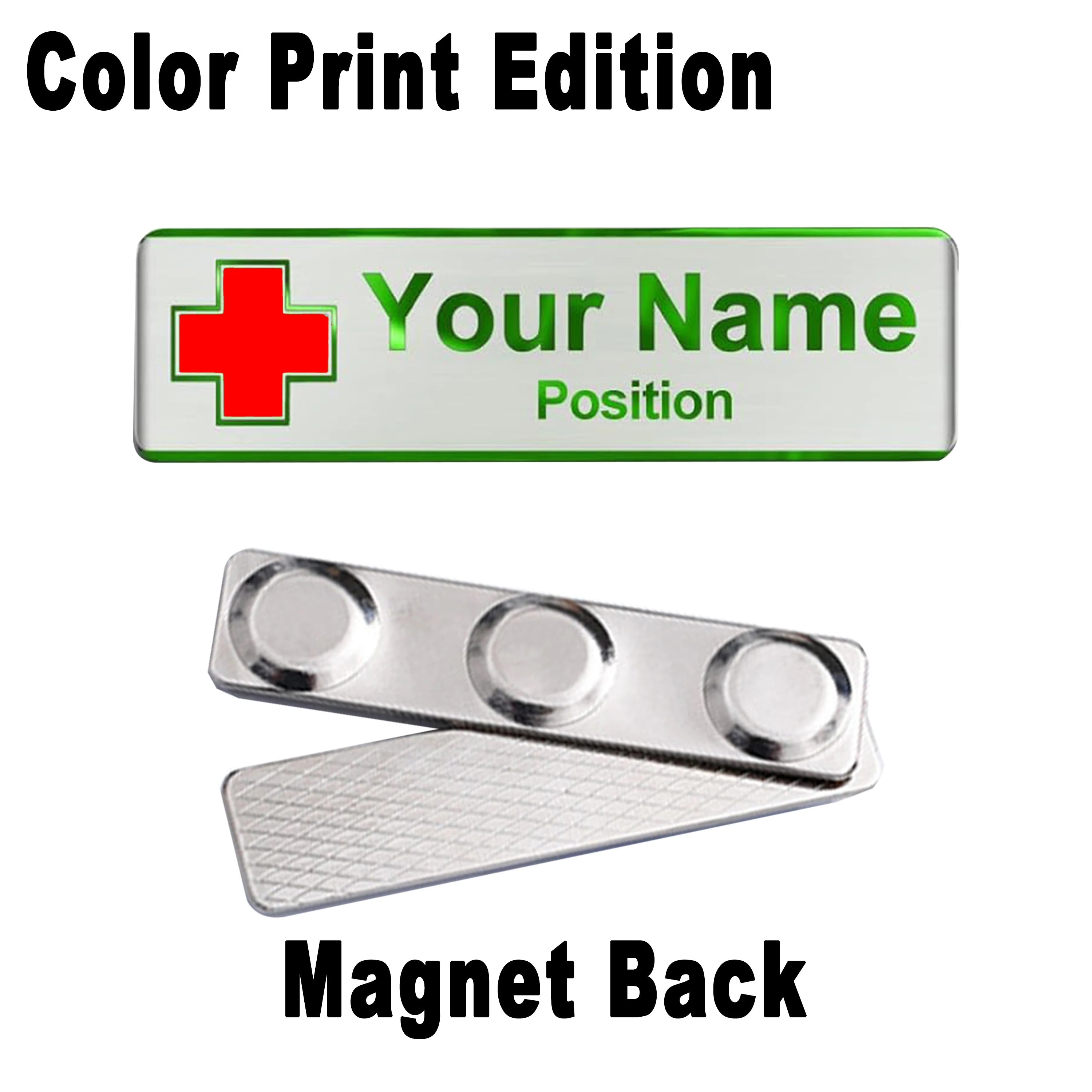 Custom Name Badge Engraved Personalized Name Plate Stainless Steel Custom Name Tag with Magnetic Pin Back Pin Clip