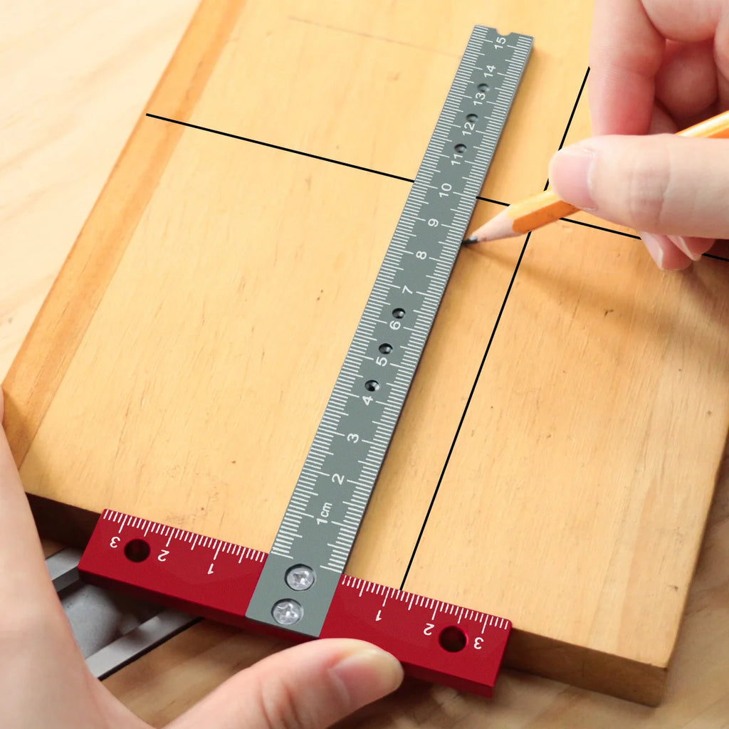 Metric T square positioning ruler, aluminum alloy square ruler measuring and scribing tool