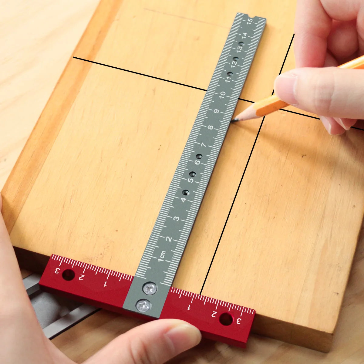 Metric T square positioning ruler, aluminum alloy square ruler measuring and scribing tool
