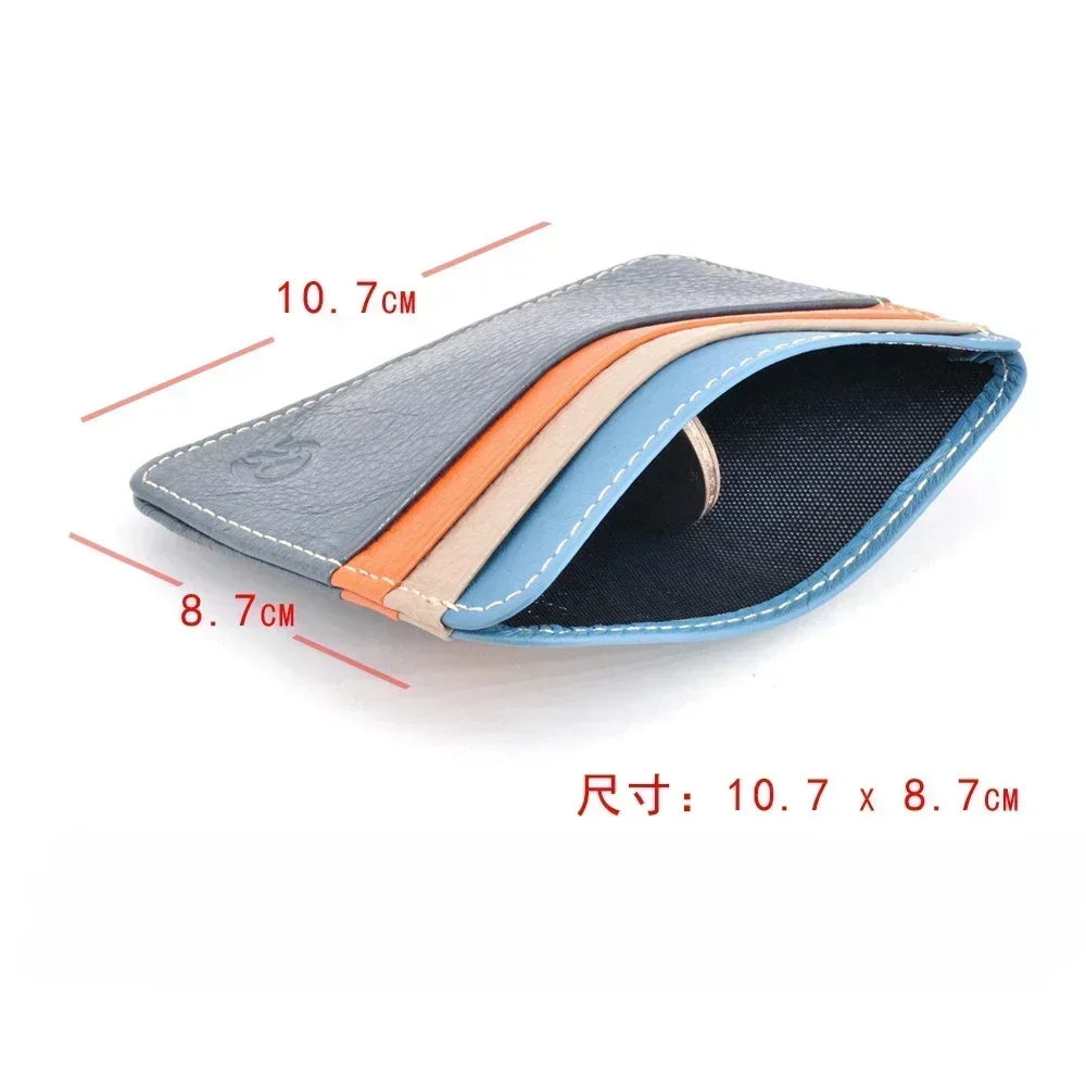 New Thin Genuine Leather Mini Wallet Slim Bank Credit Card Holder Men's Business Small ID Case for Man Purse 6 Slots Cardholder