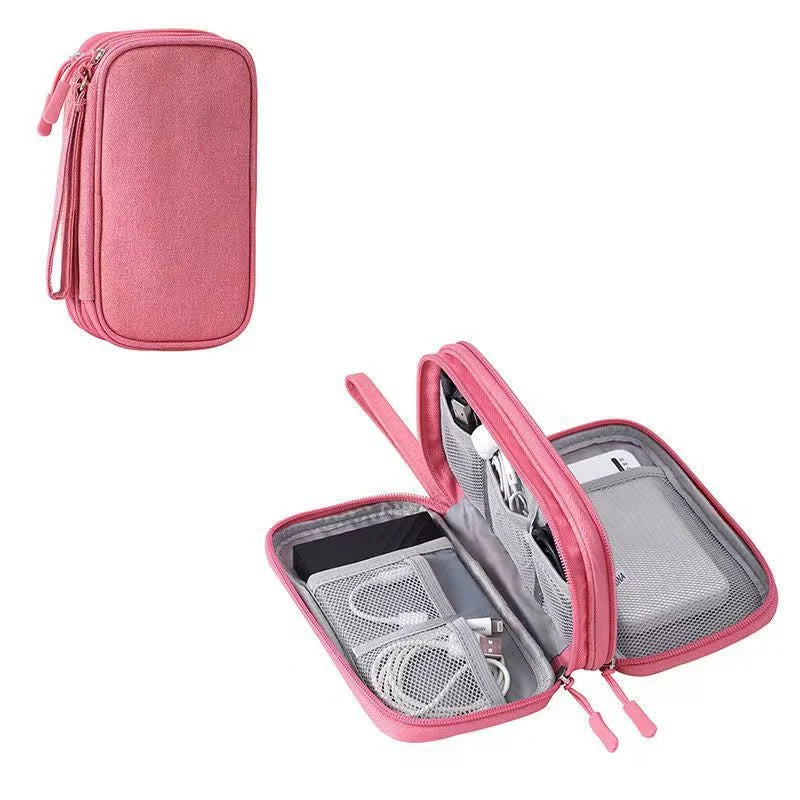 Data Cable Storage Bag Waterproof Travel Organizer Bag Portable Carry Case Double Layers Storage Bag for Cable Cord USB Charger