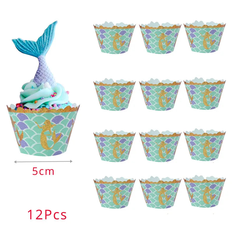Mermaid Birthday Party Decoration Kids Disposable Plate Cup Girls Under The Sea Little Mermaid Baby Shower Birthday Party Decor