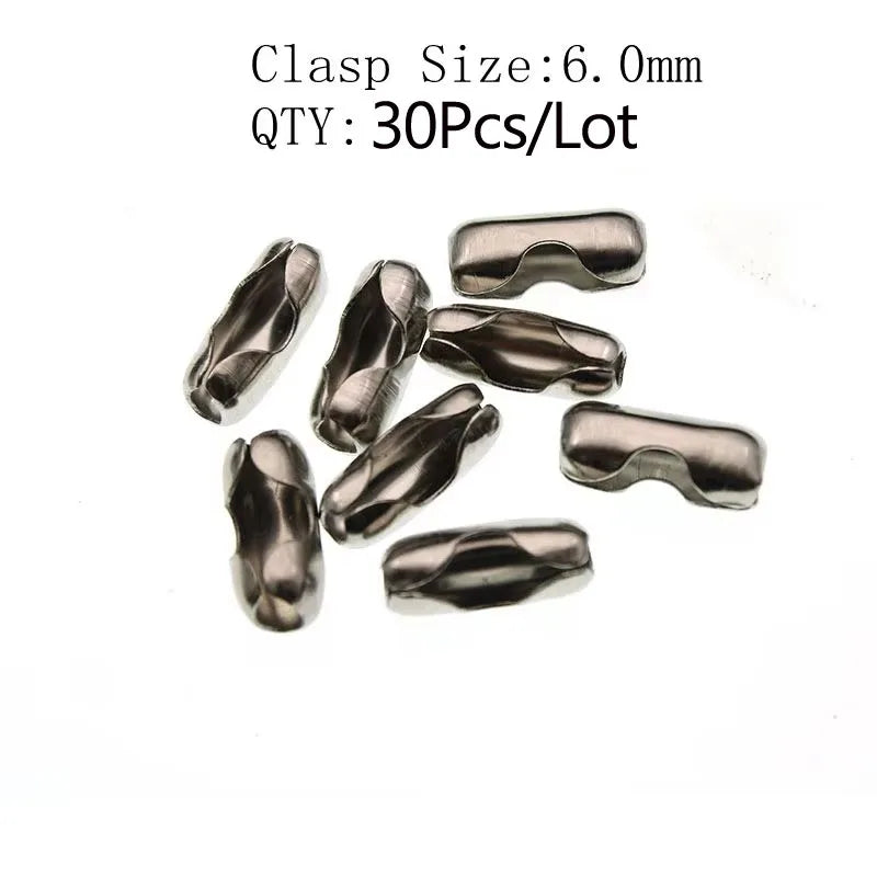 1.5 2.0 2.4 3.2 4 6 8 10mm Stainless Steel Ball Chain Bulk Bead Chain Necklace Connector Clasp For DIY Necklace Jewelry Making
