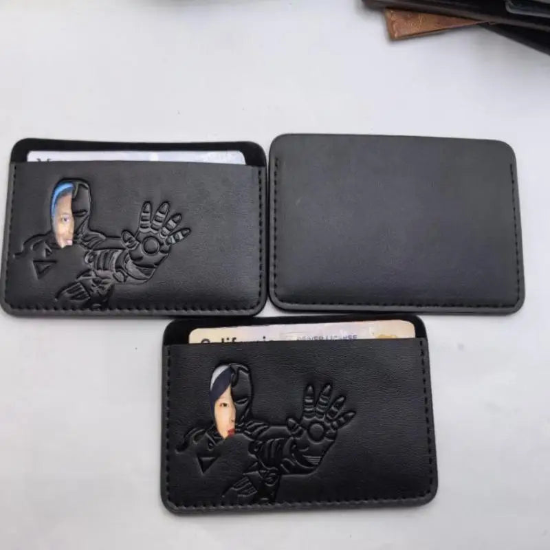 Leather Bat Wallet Personalized Superhero Mask Card Holder Bat ID Heroic Wallet Gift
