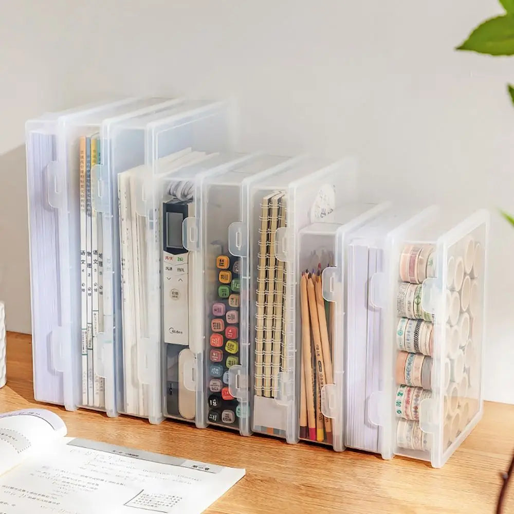 Portable A4 A5 File Organizer Multifunctional Transparent Document Storage Container Dustproof File Box Home Office Supplies