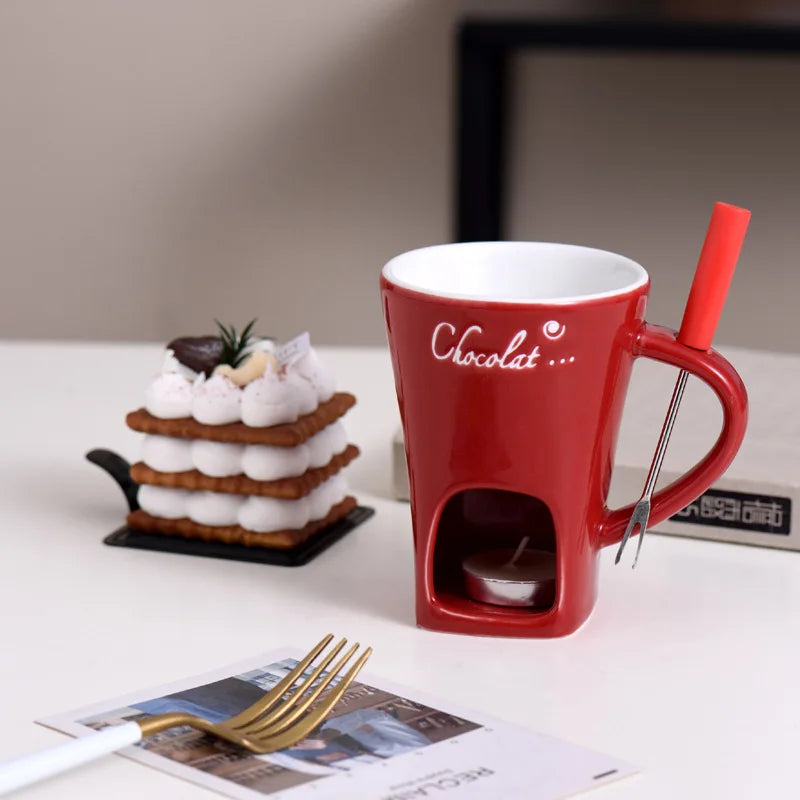 130ml Chocolate Fondue Mug Melting Cups Hot Pot Ceramic Melted Cups Butter Warmer Heating Tea Light Melt Pot for Candy Chocolate