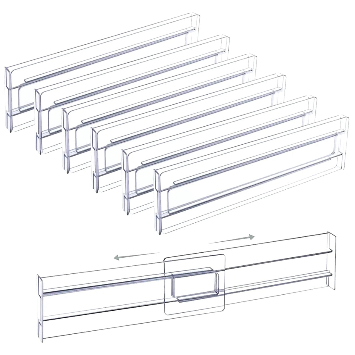 4Pcs Transparent Drawer Dividers Adjustable Expandable Drawer Dividers for Clothes Utensils Cosmetics Office Storage