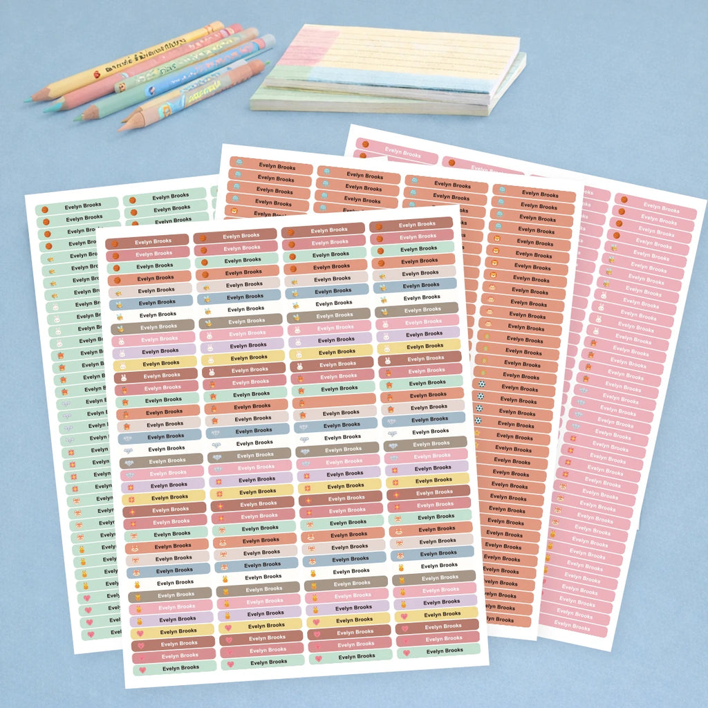144PCS Personalized Name Stickers Long Strip Pencil Labels Custom Waterproof Self Adhesive Name Labels for Bottles Notebooks