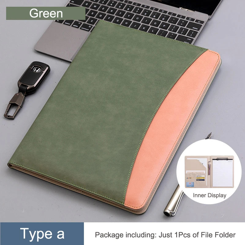 A4 Business Leather Portfolio Padfolio Folder Multifunctional Business Manager Clipboard Document Organizer Office Conference