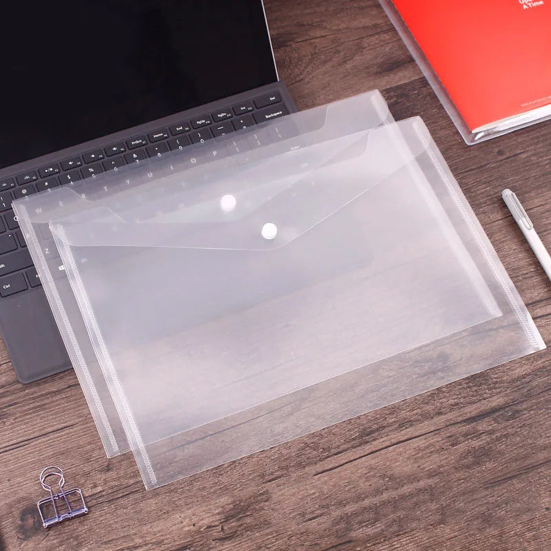 A5 Folder Bag 10Pcs Transparent Plastic Water Resistant File Holder File Paper Office Supplies Documents Sheet Protectors