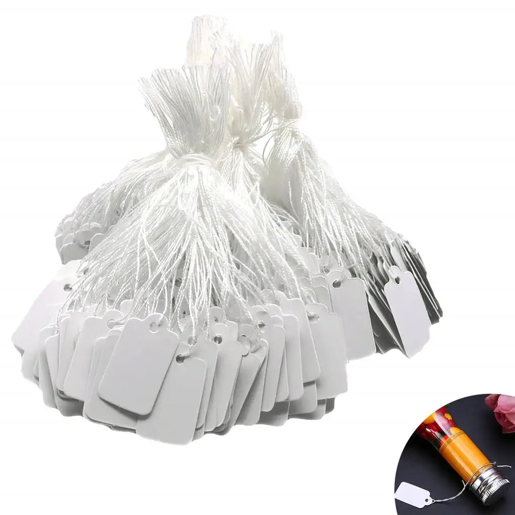 500Pcs/lot Jewelry Price Label with Cotton String Commodity Price Tag Shop Price Card DIY Gold Silver Blank Price Display Card