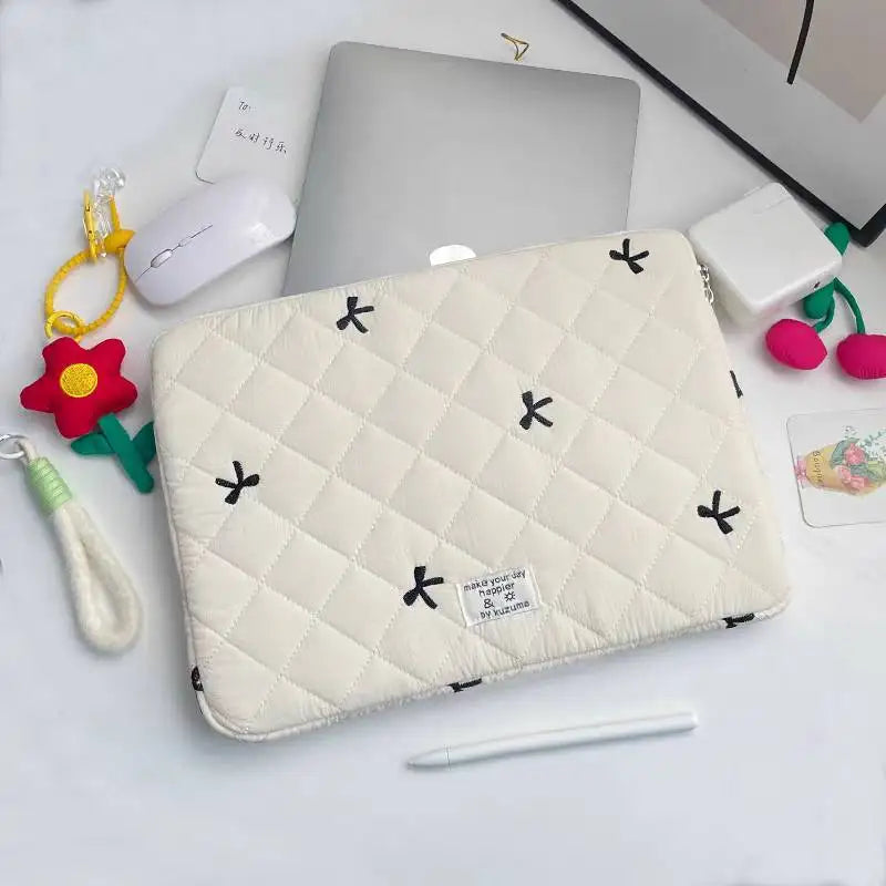 New Bowknot Fluffy Laptop Bag 11/13/15In Shockproof Tablet Sleeve Case Printing Computer Cover Bag for iPad Tablet Protection